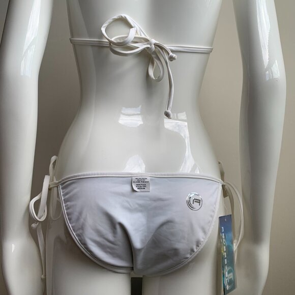 Aaron Chang blue reversible plumeria bikini triangle top tie side - Picture 11 of 12